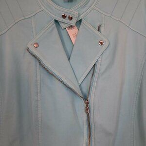 NWT Chico's Moto Charmed Twill Jacket size 3 (XL) Sz 16 Retail $149 Aria Aqua